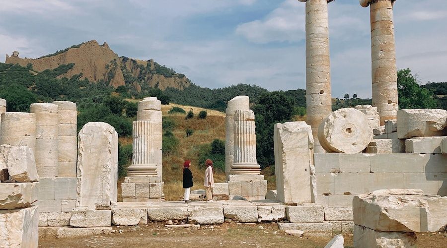 Women in the Ruins of the Temple of Artemis in the Ancient City of Sardis